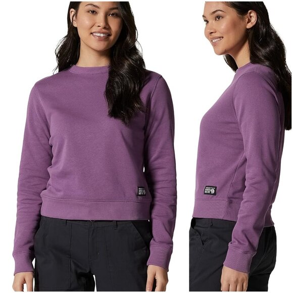 NWT Mountain Hardwear MHW Logo Label Crew Sweatshirt sz M Organic Cotton Purple - Picture 2 of 10